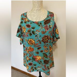 Rose & Olive Cold Shoulder Blouse, size L